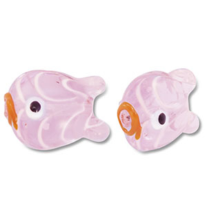 Abalorios de vidrio pintados a mano pez Rosa-naranja