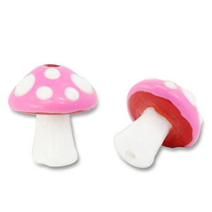 Abalorios de vidrio pintados a mano seta Rosa-blanco-rojo