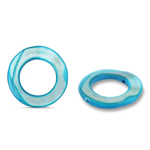 Abalorios conchas 20mm redondos Azul