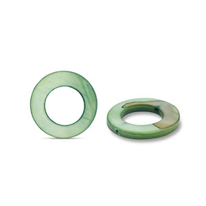 Abalorios conchas 15mm redondos Verde oscuro