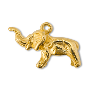 Colgantes met&aacute;licos DQ elefante Dorado (sin n&iacute;quel)