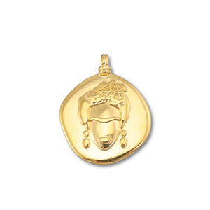 Colgantes met&aacute;licos DQ Frida Kahlo Dorado (sin n&iacute;quel)