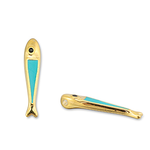 Colgantes met&aacute;licos DQ pez Azul turquesa-Dorado (sin n&iacute;quel)