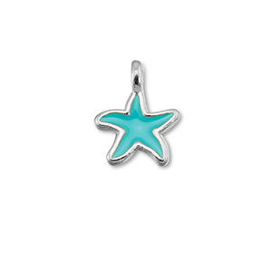 Colgantes met&aacute;licos DQ estrella de mar Azul turquesa-Plateado vieja (sin n&iacute;quel)