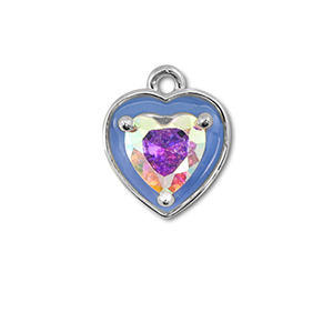 Metal TQ lat&oacute;n colgante coraz&oacute;n Plateado-azul-cubierta AB