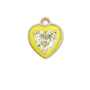 Metal TQ lat&oacute;n colgante coraz&oacute;n Dorado-amarillo ne&oacute;n-amarillo claro