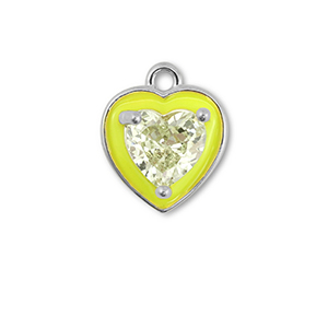 Metal TQ lat&oacute;n colgante coraz&oacute;n Plateado-amarillo ne&oacute;n-amarillo claro