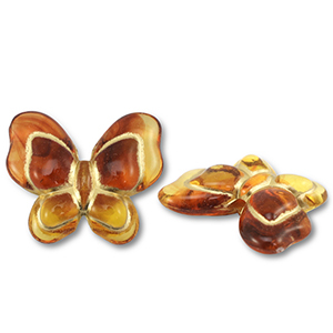 Abalorios acr&iacute;licos mariposa Marr&oacute;n co&ntilde;ac-dorado