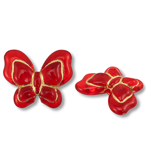 Abalorios acr&iacute;licos mariposa Rojo-dorado