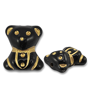 Abalorios acr&iacute;licos oso Negro-dorado