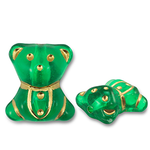 Abalorios acr&iacute;licos oso Verde-dorado
