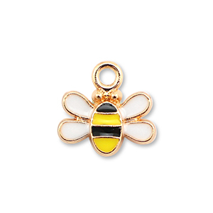 Colgantes met&aacute;licos esmalte abeja Dorado-amarillo-negro