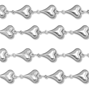 Fornituras Acero Inox cadena jasseron coraz&oacute;n Plateado