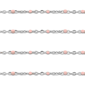Fornituras Acero Inox cadena jasseron 1mm Plateado-rosa claro