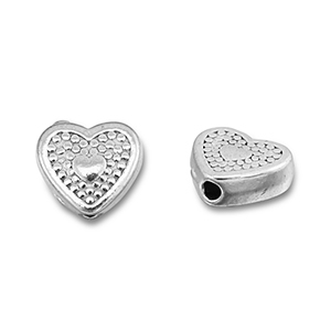 Abalorios Acero Inox coraz&oacute;n Plateado