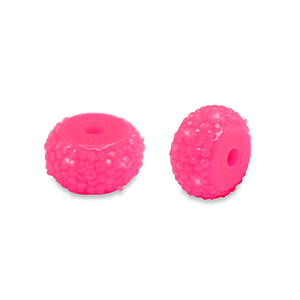 Abalorios de resina rondeles 12mm Rosa ne&oacute;n
