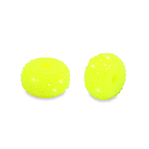 Abalorios de resina rondeles 12mm Amarillo ne&oacute;n