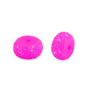 Abalorios de resina rondeles 10mm Rosa magenta