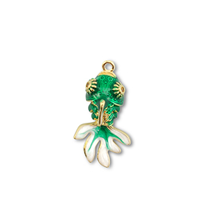 Colgantes de lat&oacute;n Eco-brass&reg; pez Dorado-verde-blanco