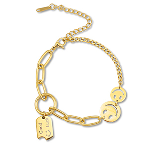 Pulseras Acero Inox smiley Dorado