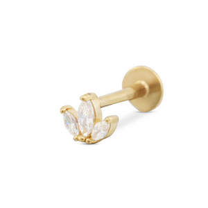 Piercing oreja Acero Inox hoja Dorado