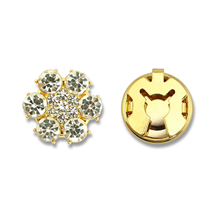 Cubrebotones de lat&oacute;n Eco-brass&reg; zirc&oacute;n flor Dorado-cristal