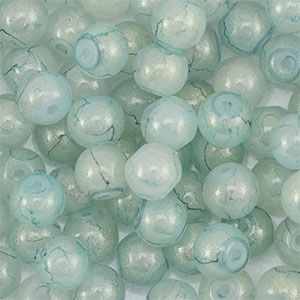 Abalorios de vidrio con glitter 8 mm Verdoso gris-dorado