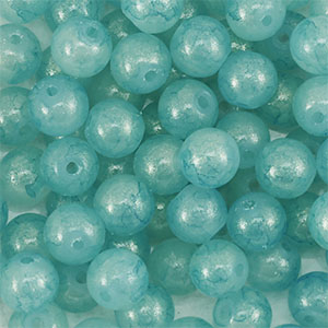 Abalorios de vidrio con glitter 6 mm Azul turqueza-dorado