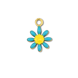 Colgantes Acero Inox flor Dorado-azul-amarillo