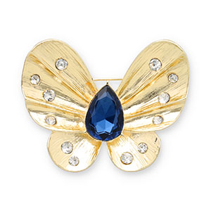 Broches mariposa Dorado-azul oscuro-transparente