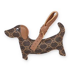 Colgantes llamativos perrito salchicha Marr&oacute;n