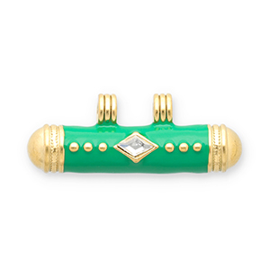 Message bead colgantes Acero Inox Dorado-verde-transparente