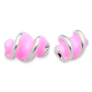 Abalorios Acero Inox espiral Plateado-rosa