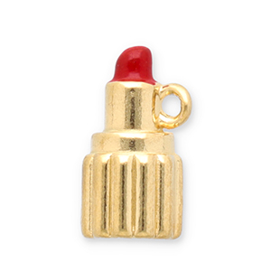 Colgantes Acero Inox l&aacute;piz labial Dorado-rojo