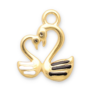 Colgantes Acero Inox cisne Dorado-negro-blanco