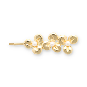 Accesorios para el pelo pasador para pelo flores con imitaci&oacute;n de perlas Dorado-blanco