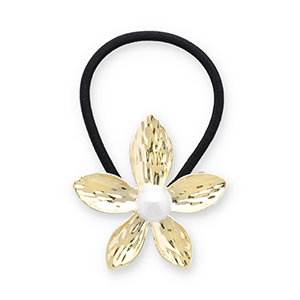 Accesorios para el pelo Coleteros para pelo con met&aacute;lico flor con imitaci&oacute;n de perla Dorado-negro-blanco