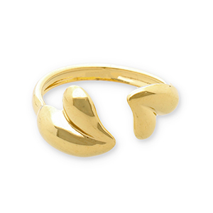 Anillos Acero Inox coraz&oacute;n Dorado