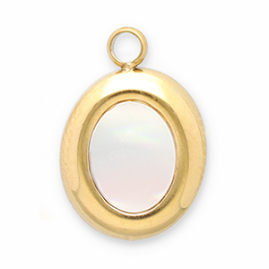 Colgantes Acero Inox concha &oacute;valo Dorado-blanco