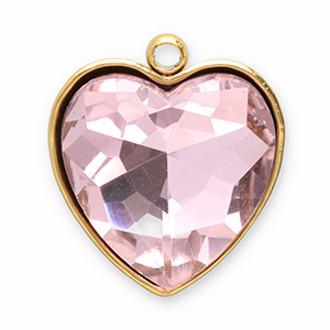 Colgantes Acero Inox faceteado coraz&oacute;n Dorado-rosado