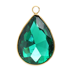 Colgantes Acero Inox faceteado gota Dorado-verde oscuro