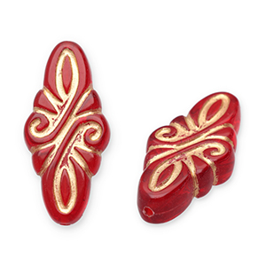 Abalorios acr&iacute;licos rombo arabesco Rojo-dorado