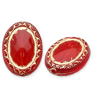 Abalorios acr&iacute;licos &oacute;valo Rojo-dorado