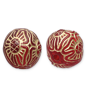 Abalorios acr&iacute;licos 12 mm redondos Rojo-dorado