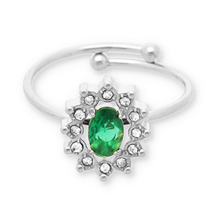 Anillos Acero Inox Plateado-verde