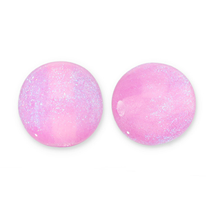 Abalorios acr&iacute;licos con glitter 12 mm Rosa lila-turquesa