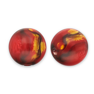 Abalorios de resina con glitter 14mm Rojo-dorado