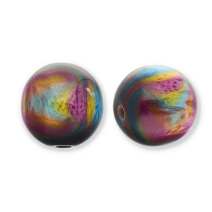 Abalorios de resina con glitter 14mm P&uacute;rpura-azul-dorado