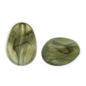 Abalorios acr&iacute;licos con forma de huevo Verde oliva