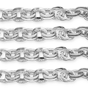 Fornituras aluminio cadena jasseron anclaje de eslab&oacute;n doble Plateado